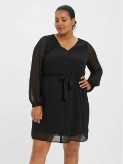 Συμφωνίες 🥰 Vero Moda Curve Γυναίκες Καθημερινά Φορέματα Φόρεμα καθημερινό Kaya 10280397 Μαύρο Regular Fit 💯