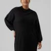 Νέος 🥰 Vero Moda Curve Γυναίκες Πλεκτά Φορέματα Φόρεμα υφασμάτινο Nancy 10276861 Μαύρο Regular Fit 🔥