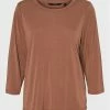 Τοπ 10 ⌛ Vero Moda Curve Γυναίκες Μπλουζάκια Μπλουζάκι Evabia 10279540 Καφέ Regular Fit 😉