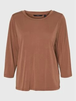 Τοπ 10 ⌛ Vero Moda Curve Γυναίκες Μπλουζάκια Μπλουζάκι Evabia 10279540 Καφέ Regular Fit 😉