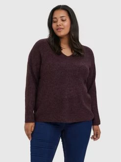 Κουπόνι 🥰 Vero Moda Curve Γυναίκες Πουλόβερ Crewlefile 10238344 Μπορντό Regular Fit 🎉