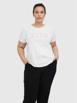 Νέος 🤩 Vero Moda Curve Γυναίκες T-shirts T-Shirt Salie 10263776 Λευκό Regular Fit 👍