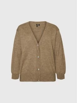 Προώθηση 🌟 Vero Moda Curve Γυναίκες Ζακέτες Ζακέτα Bella 10256149 Καφέ Regular Fit ✔️