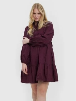 Flash Sale 😍 Vero Moda Curve Γυναίκες Φορέματα σε Στυλ Πουκάμισο & Σεμιζιέ Φόρεμα πουκάμισο Abby 10252780 Μπορντό Regular Fit ⌛