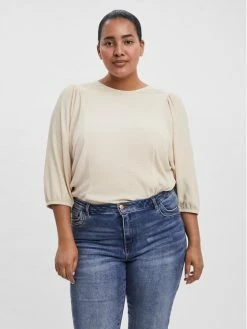 Προώθηση 💯 Vero Moda Curve Γυναίκες Μπλουζάκια Μπλουζάκι Rosi 10252101 Μπεζ Regular Fit ⭐