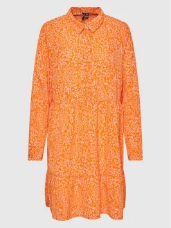 Flash Sale 👍 Vero Moda Curve Γυναίκες Φορέματα σε Στυλ Πουκάμισο & Σεμιζιέ Φόρεμα πουκάμισο Delilah 10264339 Πορτοκαλί Regular Fit 🌟
