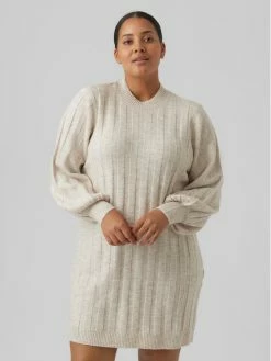 Προϋπολογισμός 👏 Vero Moda Curve Γυναίκες Πλεκτά Φορέματα Φόρεμα υφασμάτινο Alanis 10279538 Εκρού Regular Fit 🤩