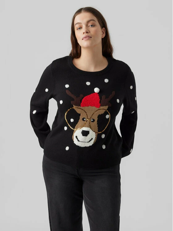 Ολοκαίνουργιο ✨ Vero Moda Curve Γυναίκες Πουλόβερ Tinsel 10279541 Μαύρο Regular Fit 🎉 1 Ολοκαίνουργιο ✨ Vero Moda Curve Γυναίκες Πουλόβερ Tinsel 10279541 Μαύρο Regular Fit 🎉