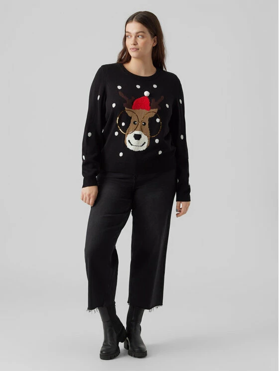 Ολοκαίνουργιο ✨ Vero Moda Curve Γυναίκες Πουλόβερ Tinsel 10279541 Μαύρο Regular Fit 🎉 2 Ολοκαίνουργιο ✨ Vero Moda Curve Γυναίκες Πουλόβερ Tinsel 10279541 Μαύρο Regular Fit 🎉 - Image 2