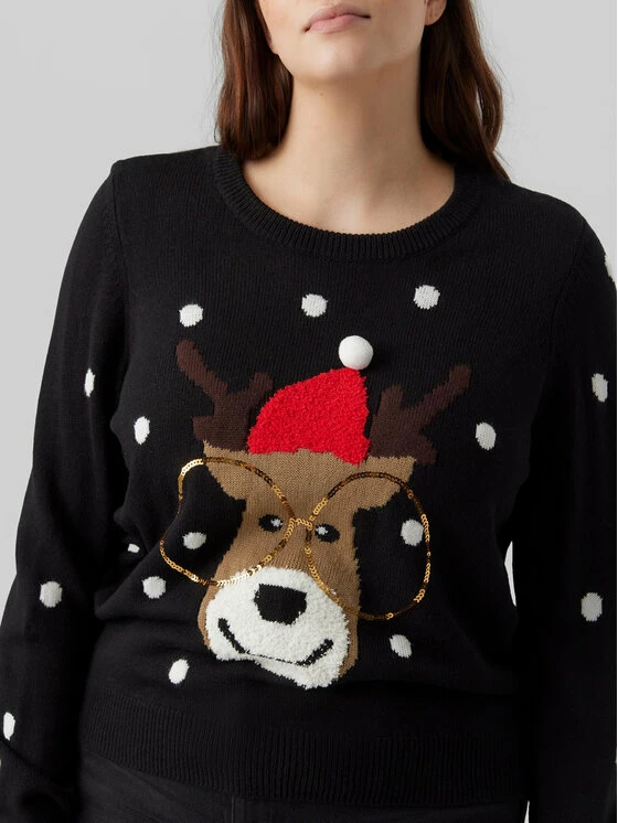 Ολοκαίνουργιο ✨ Vero Moda Curve Γυναίκες Πουλόβερ Tinsel 10279541 Μαύρο Regular Fit 🎉 4 Ολοκαίνουργιο ✨ Vero Moda Curve Γυναίκες Πουλόβερ Tinsel 10279541 Μαύρο Regular Fit 🎉 - Image 4