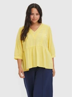Η καλύτερη συμφωνία 🌟 Vero Moda Curve Γυναίκες Μπλουζάκια Μπλουζάκι Mavis 10267028 Κίτρινο Regular Fit 🧨