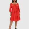 ΧΟΝΔΡΙΚΟ ΕΜΠΟΡΙΟ ❤️ Vero Moda Curve Γυναίκες Καθημερινά Φορέματα Φόρεμα καθημερινό Giana 10266024 Κόκκινο Regular Fit ⭐