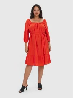 ΧΟΝΔΡΙΚΟ ΕΜΠΟΡΙΟ ❤️ Vero Moda Curve Γυναίκες Καθημερινά Φορέματα Φόρεμα καθημερινό Giana 10266024 Κόκκινο Regular Fit ⭐