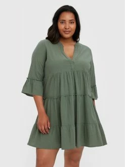 Πολύ καλή προσφορά 🌟 Vero Moda Curve Γυναίκες Καθημερινά Φορέματα Φόρεμα καθημερινό Giana 10266024 Πράσινο Regular Fit 😉