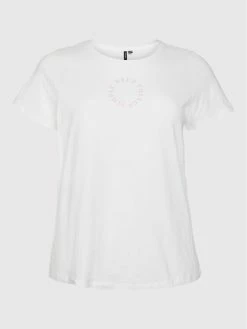 Τοπ 10 ⌛ Vero Moda Curve Γυναίκες T-shirts T-Shirt Sandra 10264171 Λευκό Regular Fit 🔥