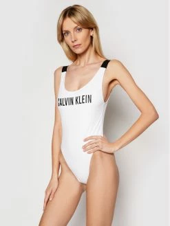 Τοπ 10 ⌛ Calvin Klein Swimwear Γυναίκες Ολόσωμα Μαγιό Μαγιό Scoop Back KW0KW01235 Λευκό ✔️