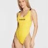 Καλύτερη πώληση 🎉 Calvin Klein Swimwear Γυναίκες Ολόσωμα Μαγιό Μαγιό Intense Power KW0KW01597 Κίτρινο 😉