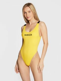 Καλύτερη πώληση 🎉 Calvin Klein Swimwear Γυναίκες Ολόσωμα Μαγιό Μαγιό Intense Power KW0KW01597 Κίτρινο 😉