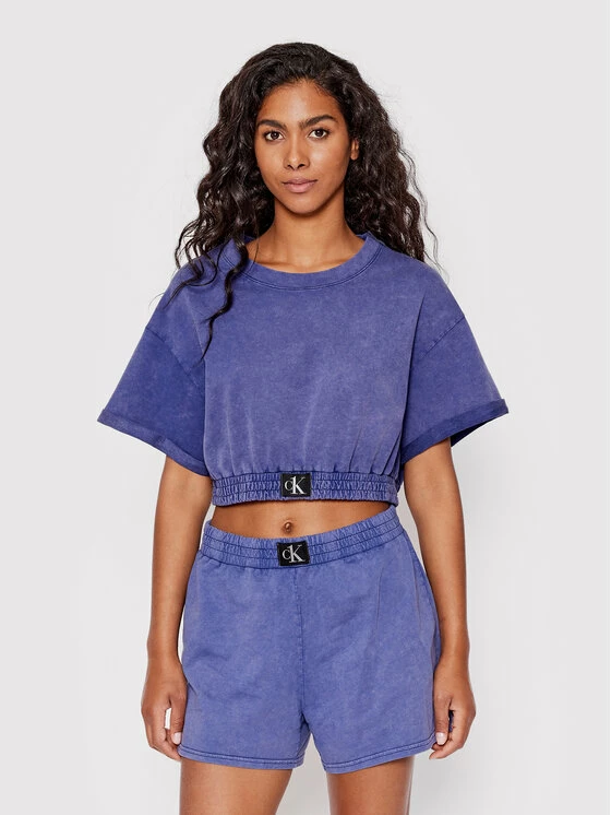 Best Pirce 😍 Calvin Klein Swimwear Γυναίκες T-shirts T-Shirt KW0KW01780 Μωβ Cropped Fit ❤️ 1 Best Pirce 😍 Calvin Klein Swimwear Γυναίκες T-shirts T-Shirt KW0KW01780 Μωβ Cropped Fit ❤️