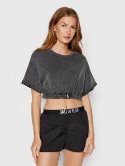 Best Pirce ⌛ Calvin Klein Swimwear Γυναίκες T-shirts T-Shirt KW0KW01780 Γκρι Cropped Fit 🎁