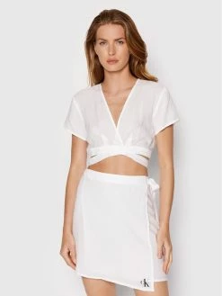 Συμφωνίες ✔️ Calvin Klein Swimwear Γυναίκες T-shirts T-Shirt KW0KW01775 Λευκό Regular Fit ⭐