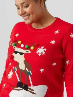 Συμφωνίες 🔥 Vero Moda Curve Γυναίκες Πουλόβερ Rudolf 10279523 Κόκκινο Relaxed Fit 💯 -Εκπτώσεις μαγιό Calvin Klein unnamed file 903