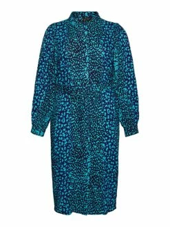 Πολύ καλή προσφορά 🔔 Vero Moda Curve Γυναίκες Φορέματα σε Στυλ Πουκάμισο & Σεμιζιέ Φόρεμα πουκάμισο Kittie 10278551 Μπλε Regular Fit 👍