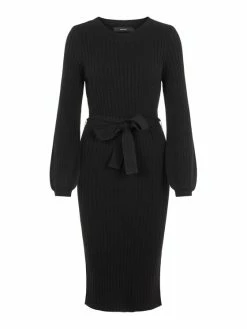 Κουπόνι 👏 Vero Moda Curve Γυναίκες Πλεκτά Φορέματα Φόρεμα υφασμάτινο Svea 10281626 Μαύρο Regular Fit 😍