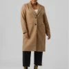 Ολοκαίνουργιο ✔️ Vero Moda Curve Γυναίκες Μεταβατικά Παλτά Μάλλινο παλτό Blaza 10276365 Καφέ Regular Fit 🥰