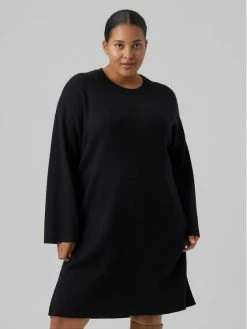 Best Pirce 🌟 Vero Moda Curve Γυναίκες Πλεκτά Φορέματα Φόρεμα υφασμάτινο Gold 10279542 Μαύρο Regular Fit 🎁